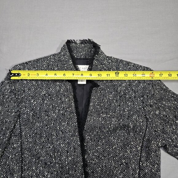 Doncaster Collection Blazer‎ Women's Size 8P Black Tweed Fringe Wool Blend - Picture 9 of 16